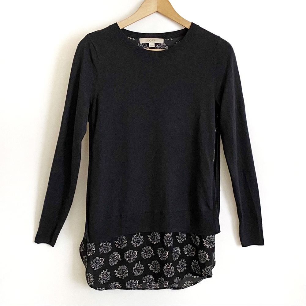 Loft Crew Neck Back Panel Sweater Size Small